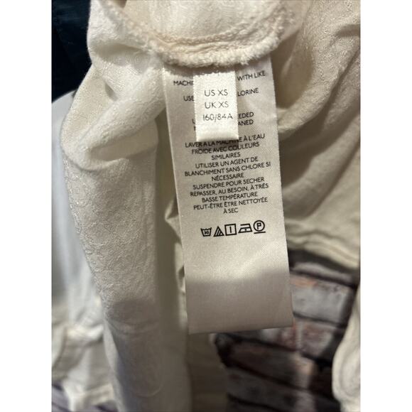 free people tie waist cream 3/4 sleeve semi sheer top womens size xs - Picture 7 of 9